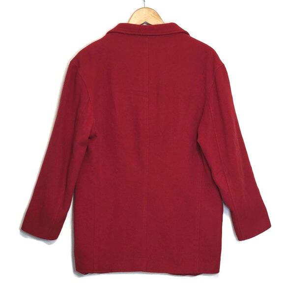 Express Vintage Red Wool Cashmere Blazer Coat Soft Single Breasted Chic Fall M - Picture 8 of 15